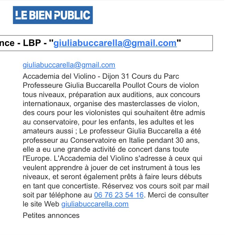 Accademia del Violino Dijon Professeure Giulia Buccarella Poullot - photo 4