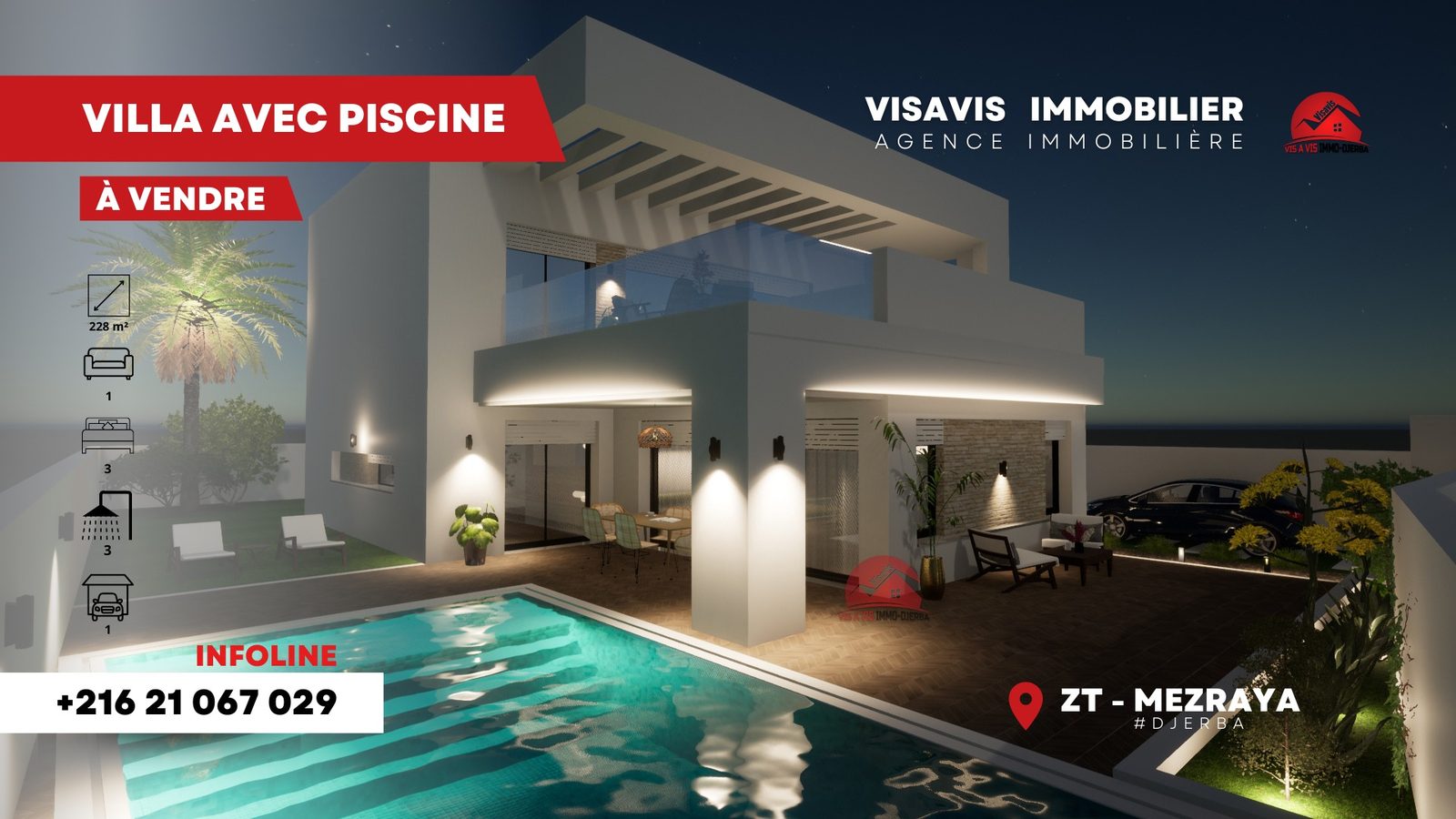 VILLA NEUVE À VENDRE À LA ZONE TOURISTIQUE MEZRAYA - RÉF V640 - photo 5