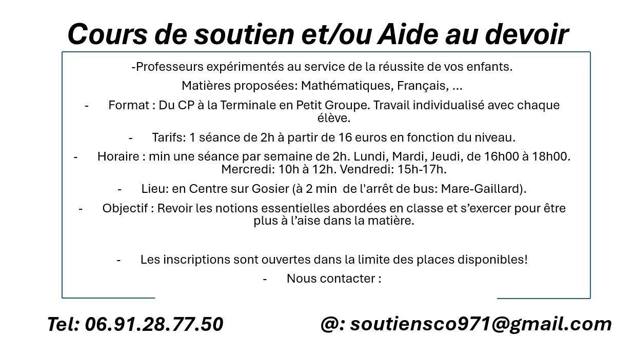 Cours de Soutien Scolaire / Aide au devoir - photo 2