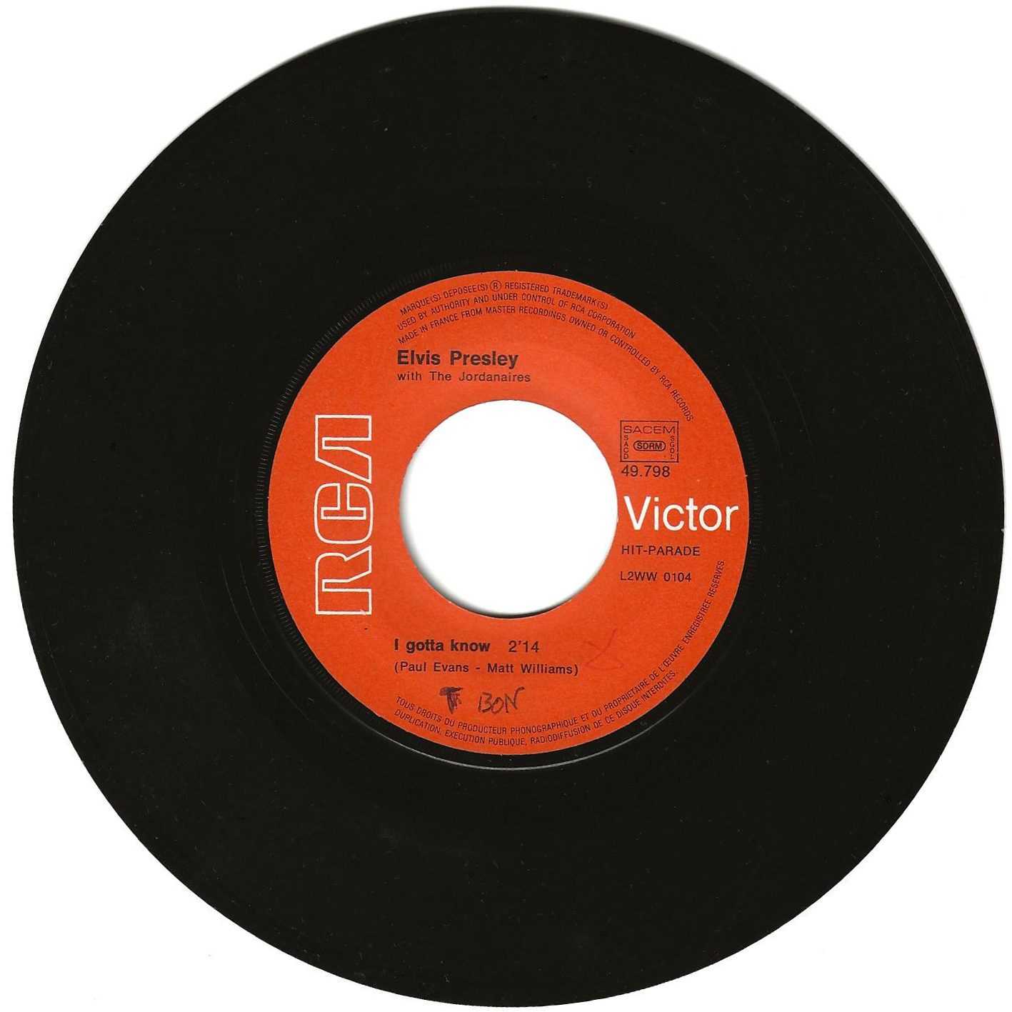 ELVIS PRESLEY-Are You Lonesome Tonight-I Gotta Know disque vinyle - photo 4