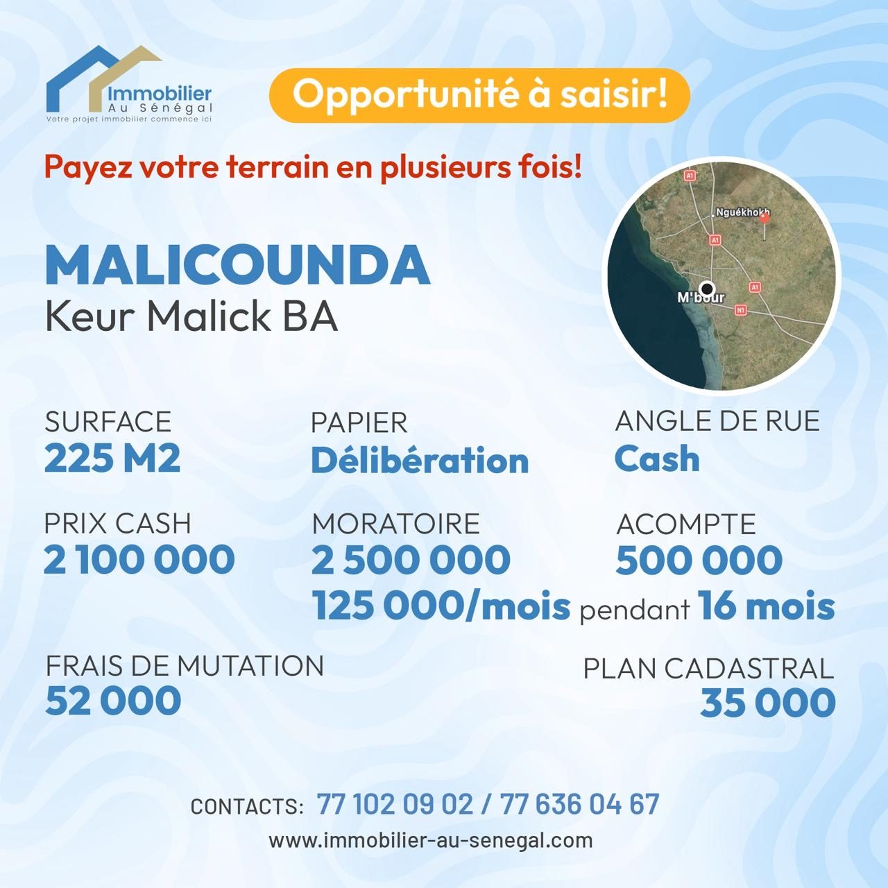 Terrains de 225 mètres carrés à vendre à Malicounda Sénégal - photo 1