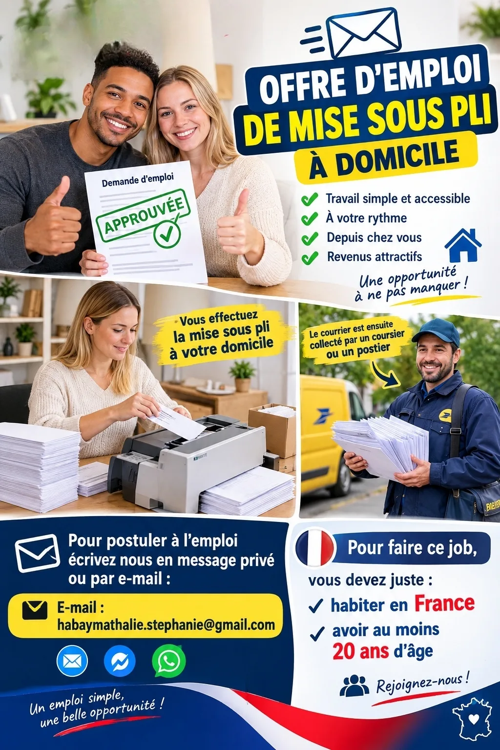 Agent d’Exécution Mise sous enveloppe à domicile H/F - photo 1